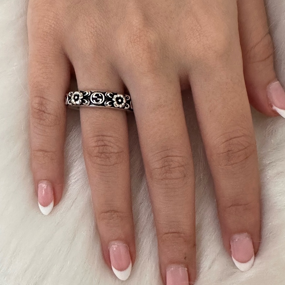Gucci 925 Silver Floral Ring authentic 100% - Picture 6 of 10